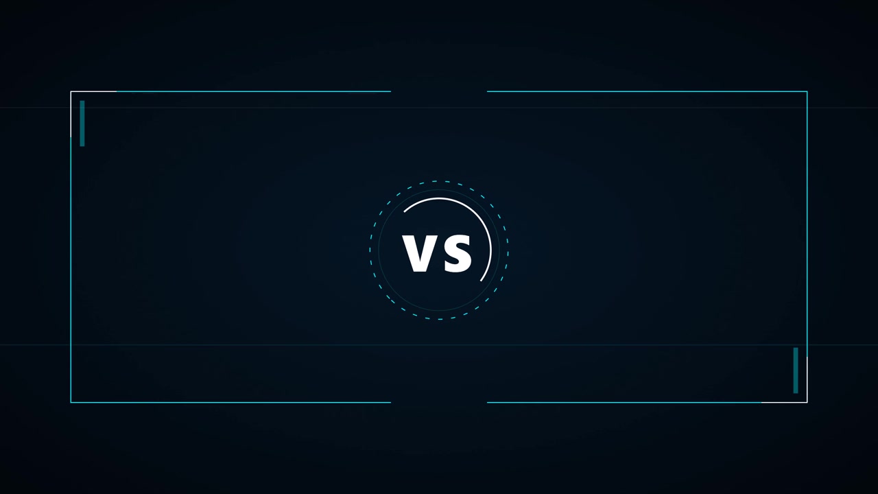 Grafica Versus con design in movimento blu cinematografico