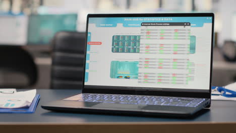 vertical video modern business desk in empty office showcases workspace prepared for analytics