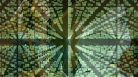 animación del candado de seguridad de la red sobre las personas que utilizan el terminal de pago