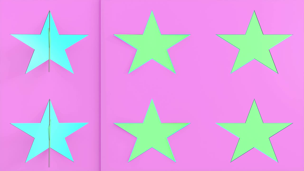 animación 3d de estrellas coloridas en movimiento. el signo de las estrellas se está volviendo. patrón sin costuras.