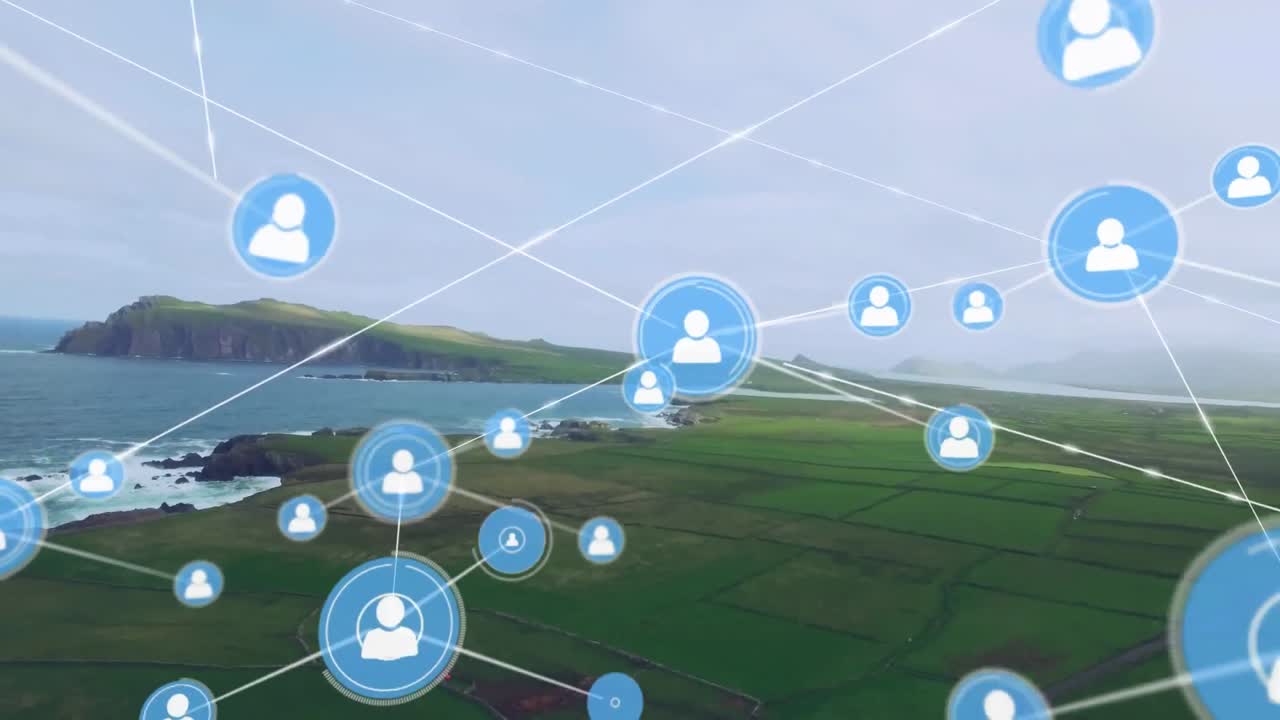 풍경에 대한 연결 네트워크의 애니메이션