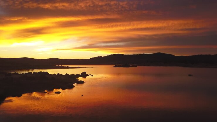 Stunning Epic incredible Sunrise Sunset Lake Jindabyne Drone Australia Colorful Still peaceful drone 2 by Taylor Brant Film