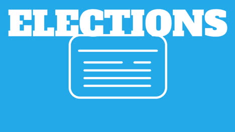 animation of elections text over card icon on blue background