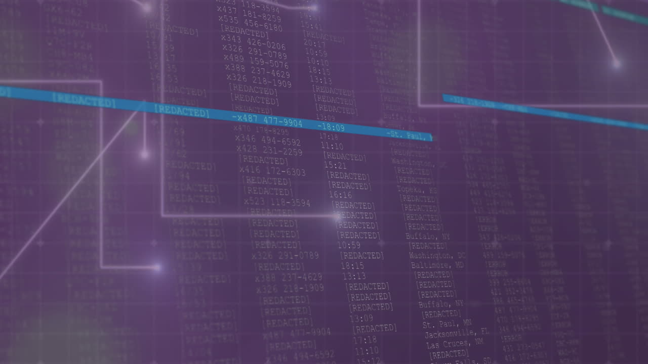 animación de puntos conectados y destellos de lentes con lenguaje de programación