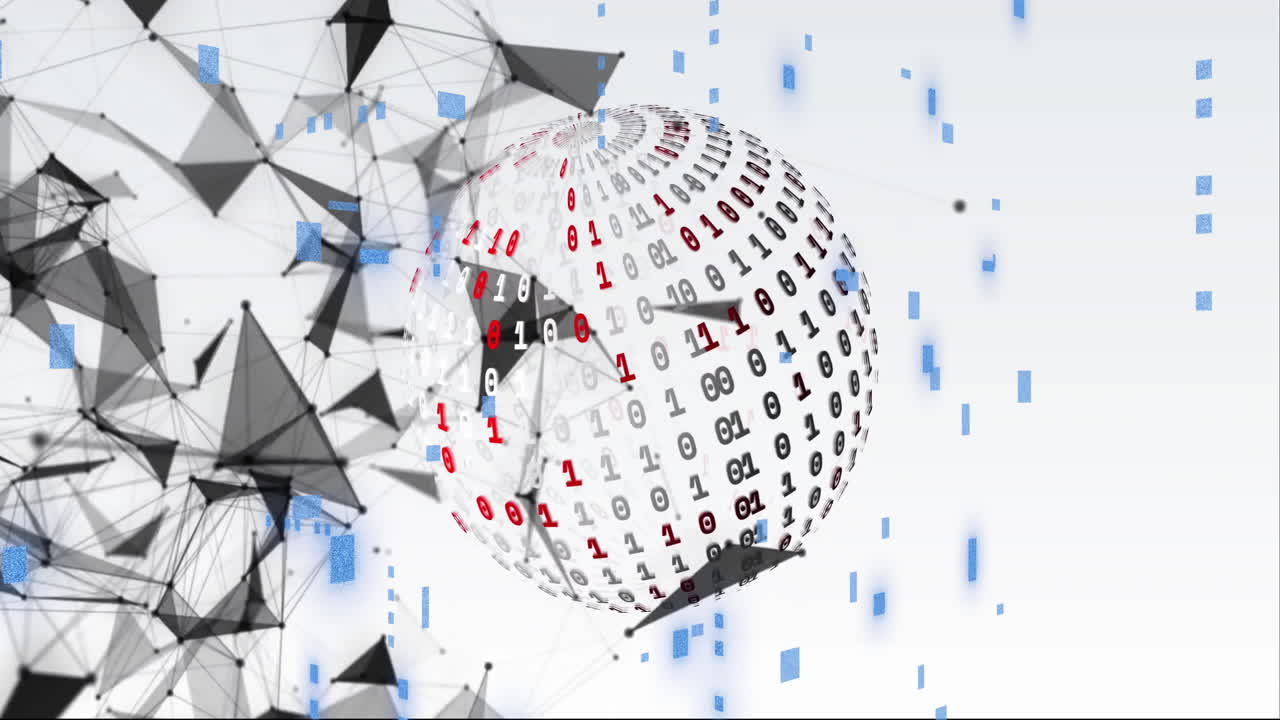 백색 배경에 데이터 처리 및 연결 네트워크와 함께 지구의 애니메이션