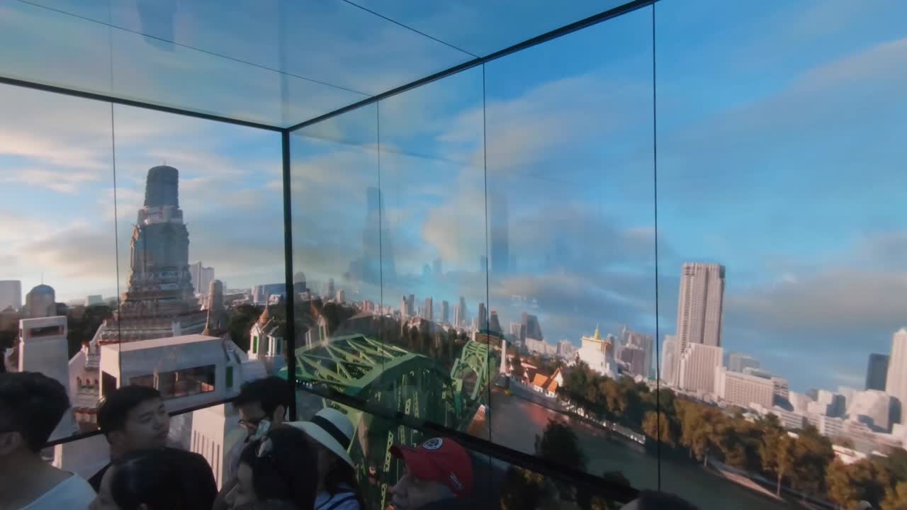 The visual display inside the lift as you go up to the Kingpower Mahanakhon Skywalk in Bangkok.