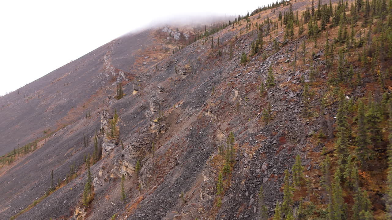Autumn Wilderness Landscape Near Engineer Creek, Dempster Highway, Yukon, Canada - Drone Shot