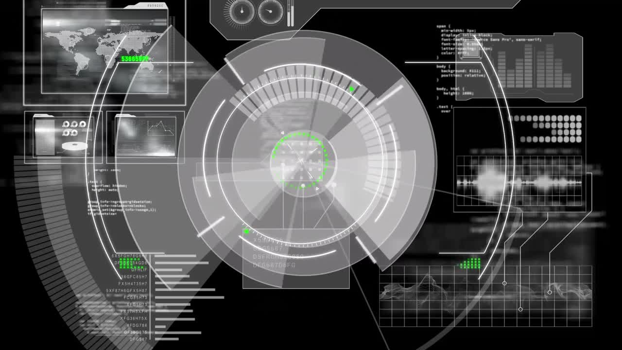 디지털 화면을 통해 스캔 및 데이터 처리 스 ⁇ 의 애니메이션