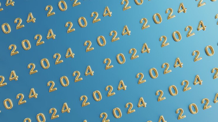 Dorato 2024: Una Ripetizione Lucente su sfondo blu