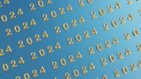 golden 2024: a lustrous repetition on blue background