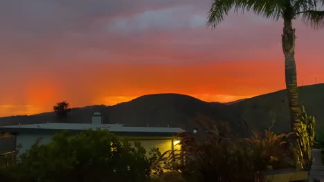 Lightning-Strikes-At-Night-Over-The-City-Of-Ventura,-California-During-A-Large-Electrical-Storm