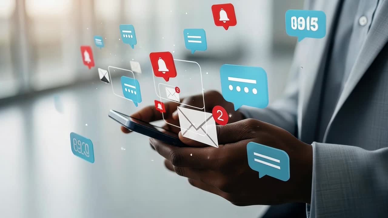 Person Using a Smartphone to Manage Incoming Messages and Digital Notifications