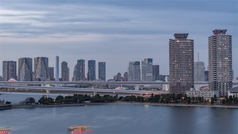 tokyo, japan, timelapse  - the tokyo bay from day to night