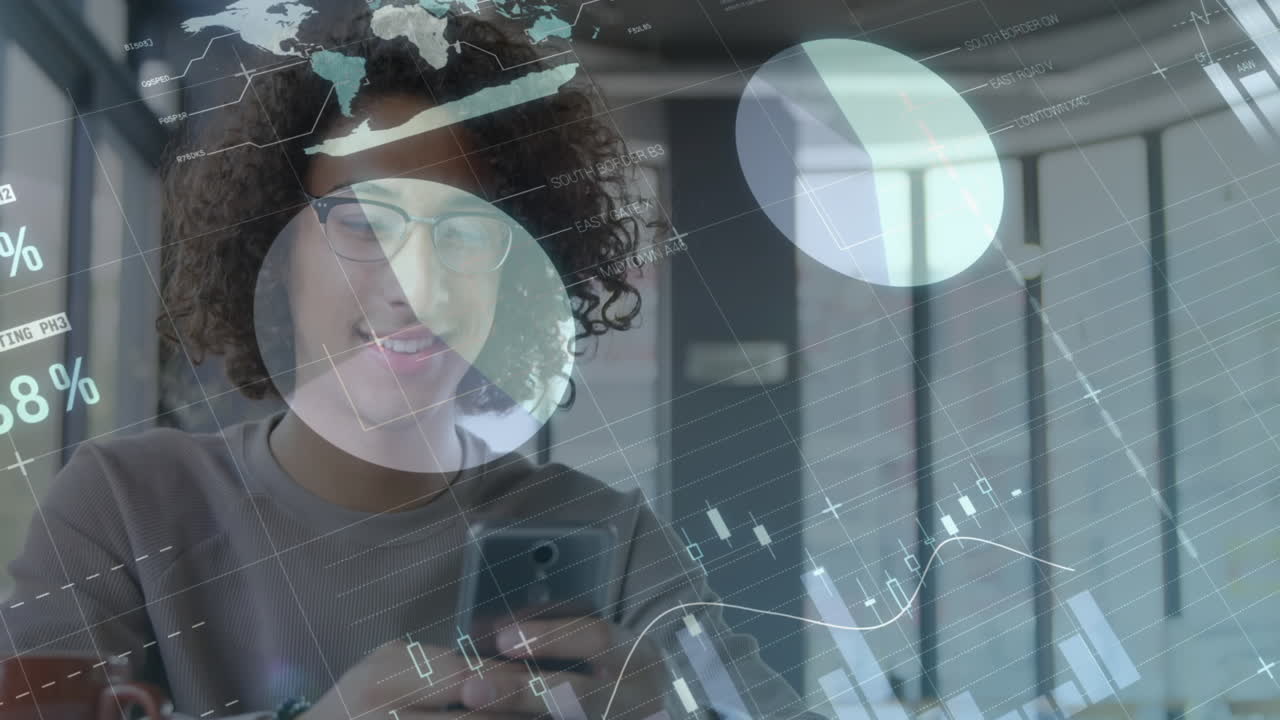 animación de estadísticas y procesamiento de datos sobre el hombre utilizando un teléfono inteligente