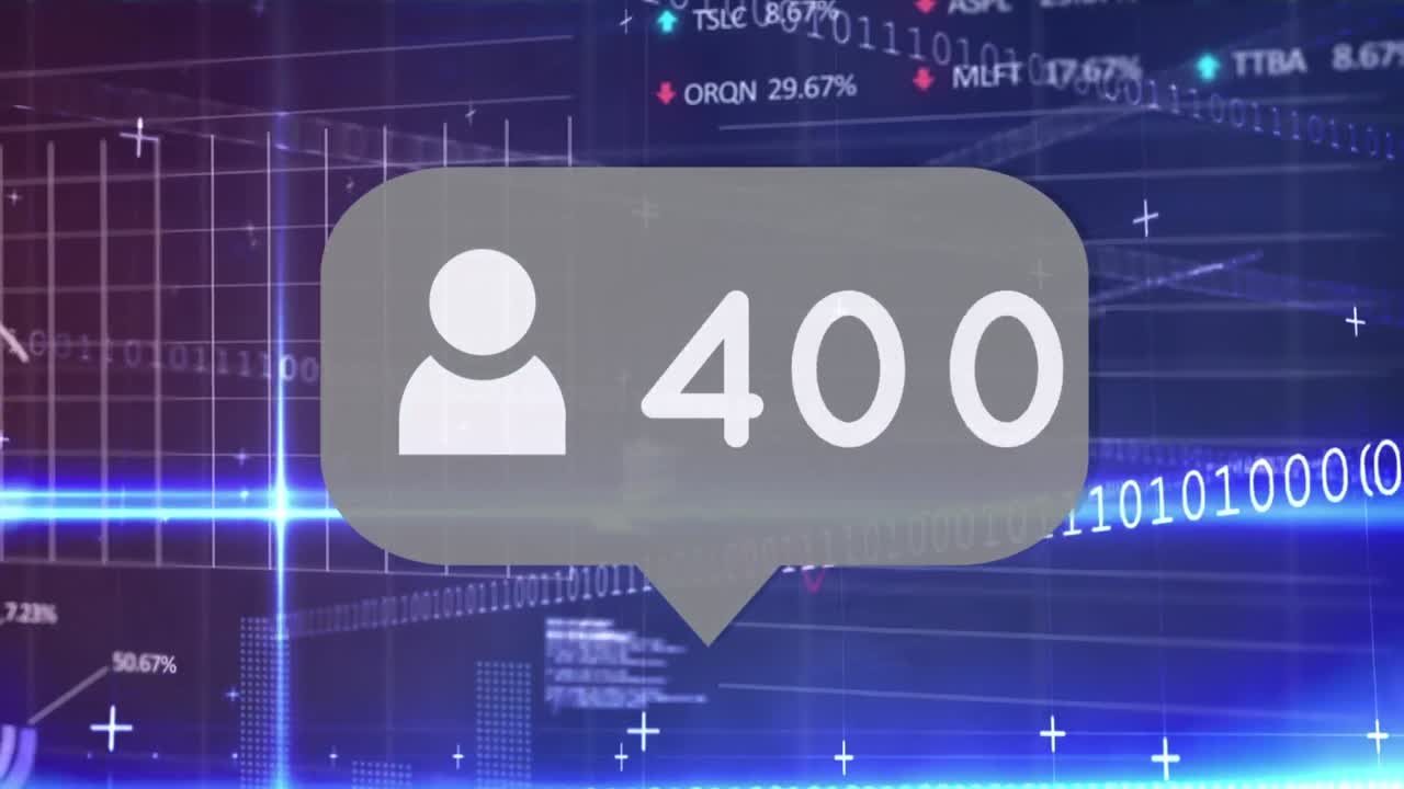 미디어 아이콘의 애니메이션과 검은색 배경의 데이터 처리