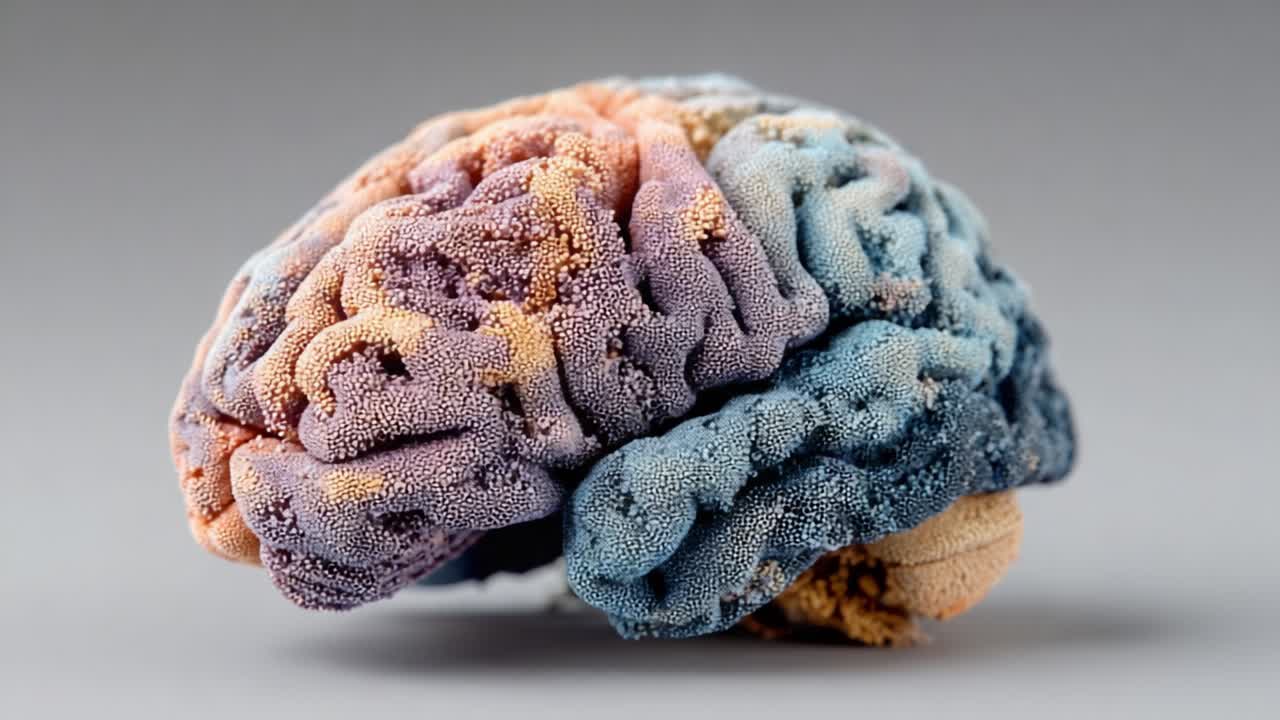A Stunning Visual Exploration of the Brain's Surface Texture, Showcasing the Intricate Patterns and Colors that Represent Complex Neural Connections