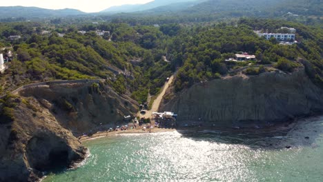 paradise secret hippie bay on the rocky coast of ibiza