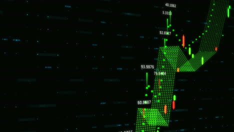 animación del procesamiento de datos sobre cuadrícula sobre fondo negro
