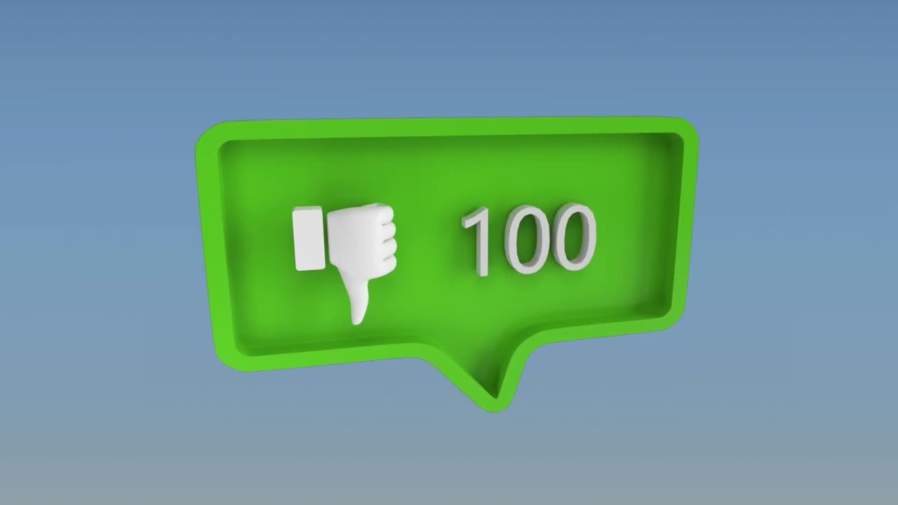 파란색 배경에 증가하는 숫자와 함께 싫어하는 아이콘의 애니메이션