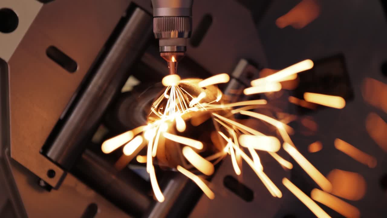 corte con láser y gas de metal, tecnología industrial moderna.