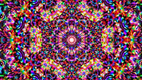 colorful and vibrant psychedelic kaleidoscope creating a mesmerizing mandala pattern, ideal for backgrounds, posters, or projects needing captivating artistry