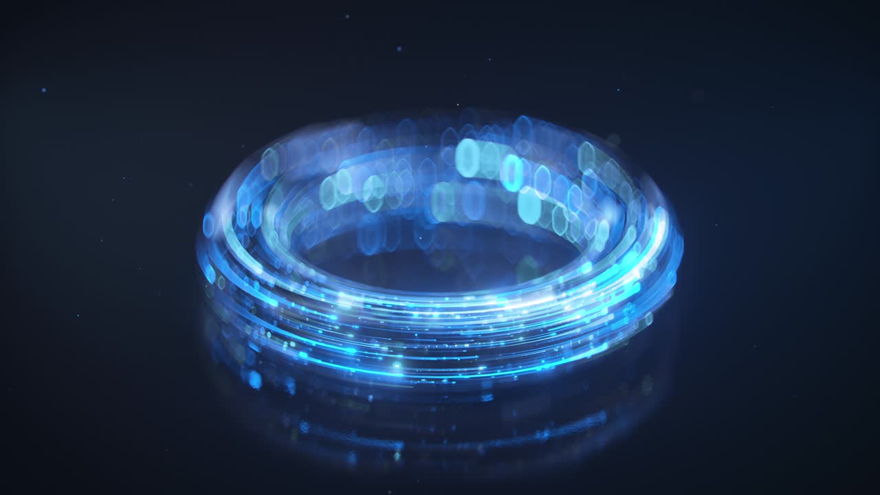 Glowing blue torus seamless loop 3D render animation