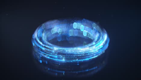 glowing blue torus seamless loop 3d render animation