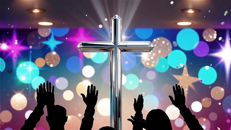Christian Cross Heavenly Light Worship Background