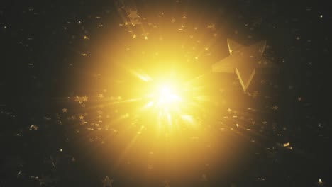 3d realistic animation, gold glowing stars background