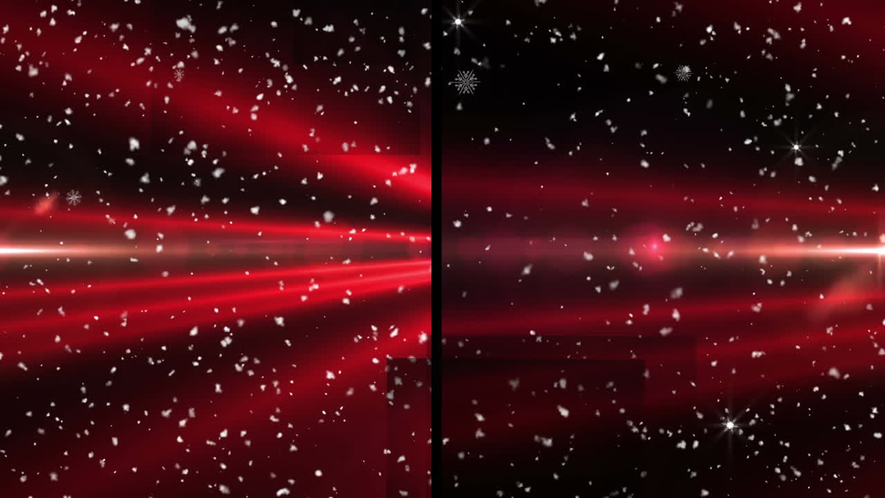 ⁇ 은 스포트라이트와 빛  ⁇ 을 보여주는 분할 화면의 애니메이션, 반 ⁇ 이는 입자, 검은색에