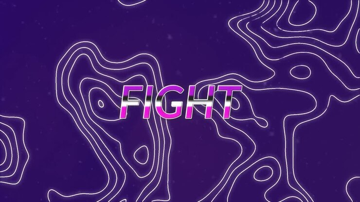 Animazione del testo 'fight' su forme