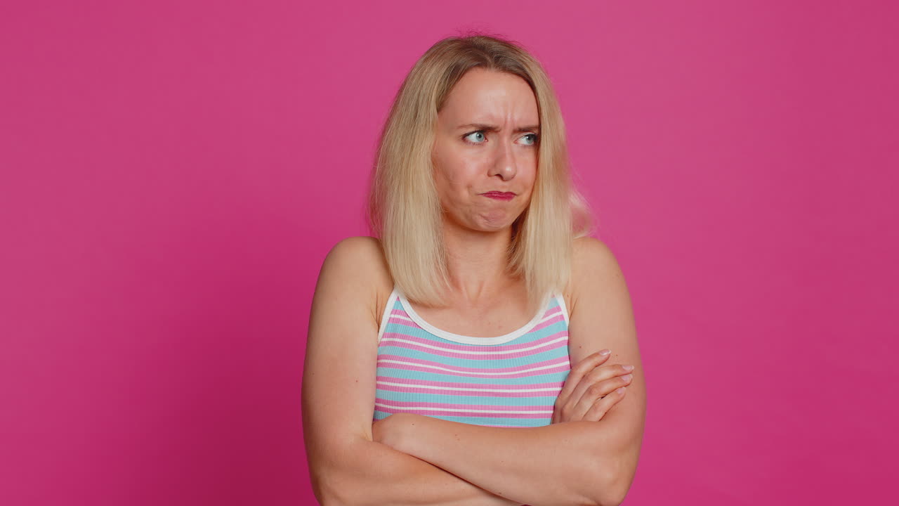 Upset frustrated annoyed woman expressing disbelief irritation negative emotion quarrel stress