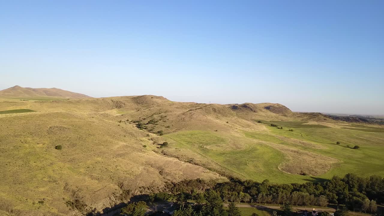 Remote Argentinian countryside, Sierra de la Ventana hills, aerial view