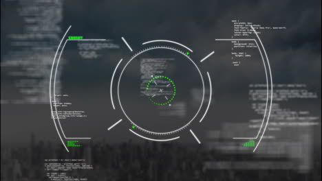 Animación-Del-Alcance-Y-Procesamiento-De-Datos-Financieros-Sobre-El-Paisaje-Urbano.