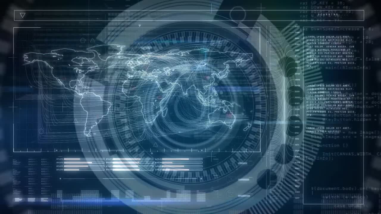 세계 지도를 통해 다양한 데이터 처리의 애니메이션