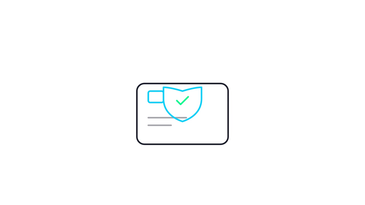 Icona di sicurezza carta di credito animata con spunta