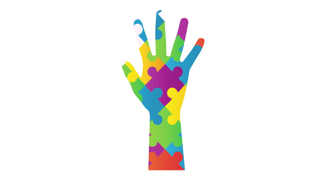 la animación digital muestra piezas de rompecabezas coloridas que forman un símbolo de concienciación sobre el autismo.