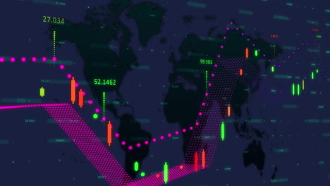 animation of financial data processing over world map