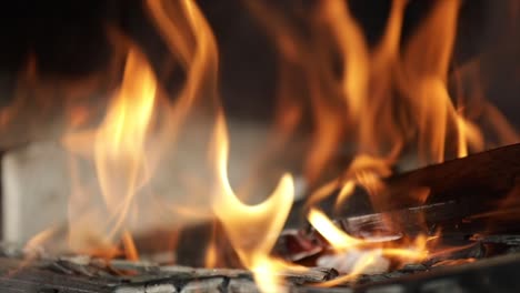 Flames-of-fire-on-black-background-in-slow-motion