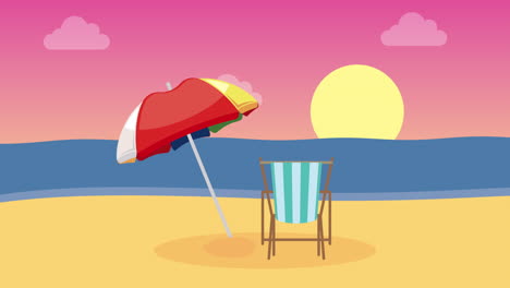 summer umbrella on the beach animation