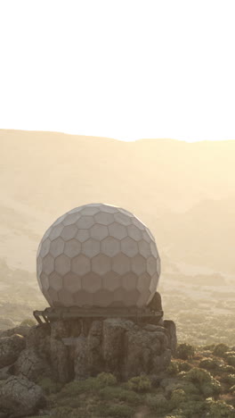 a large radar dome on top of a hill