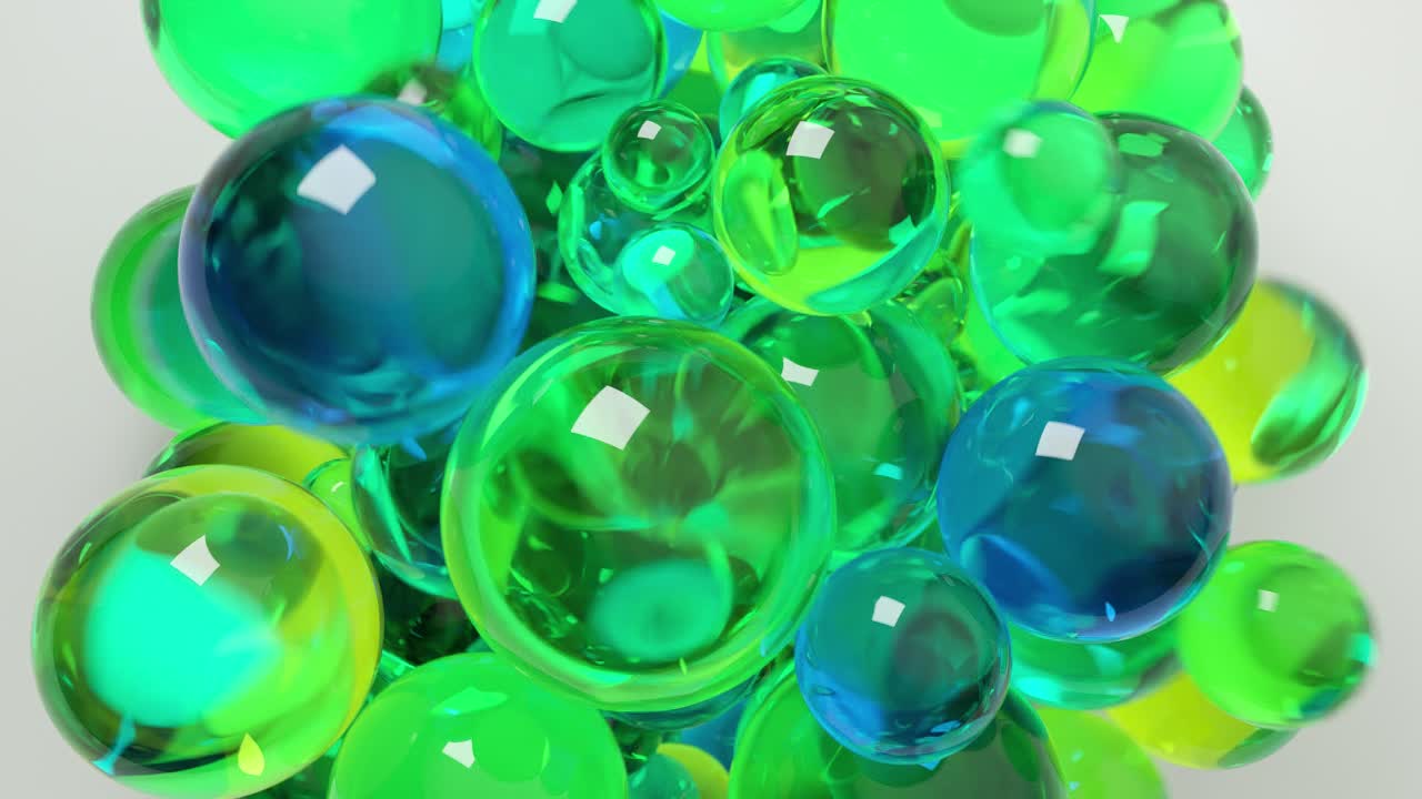 추상적인 다채로운 유리 구 클러스터