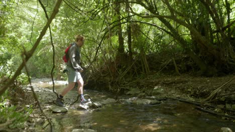 a clip of a man on a walk or hike