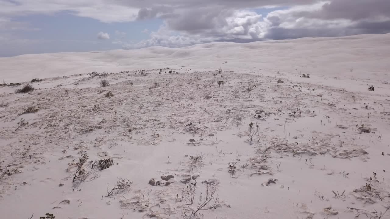 호주의 건조한 희박한 해안 모래 언덕.