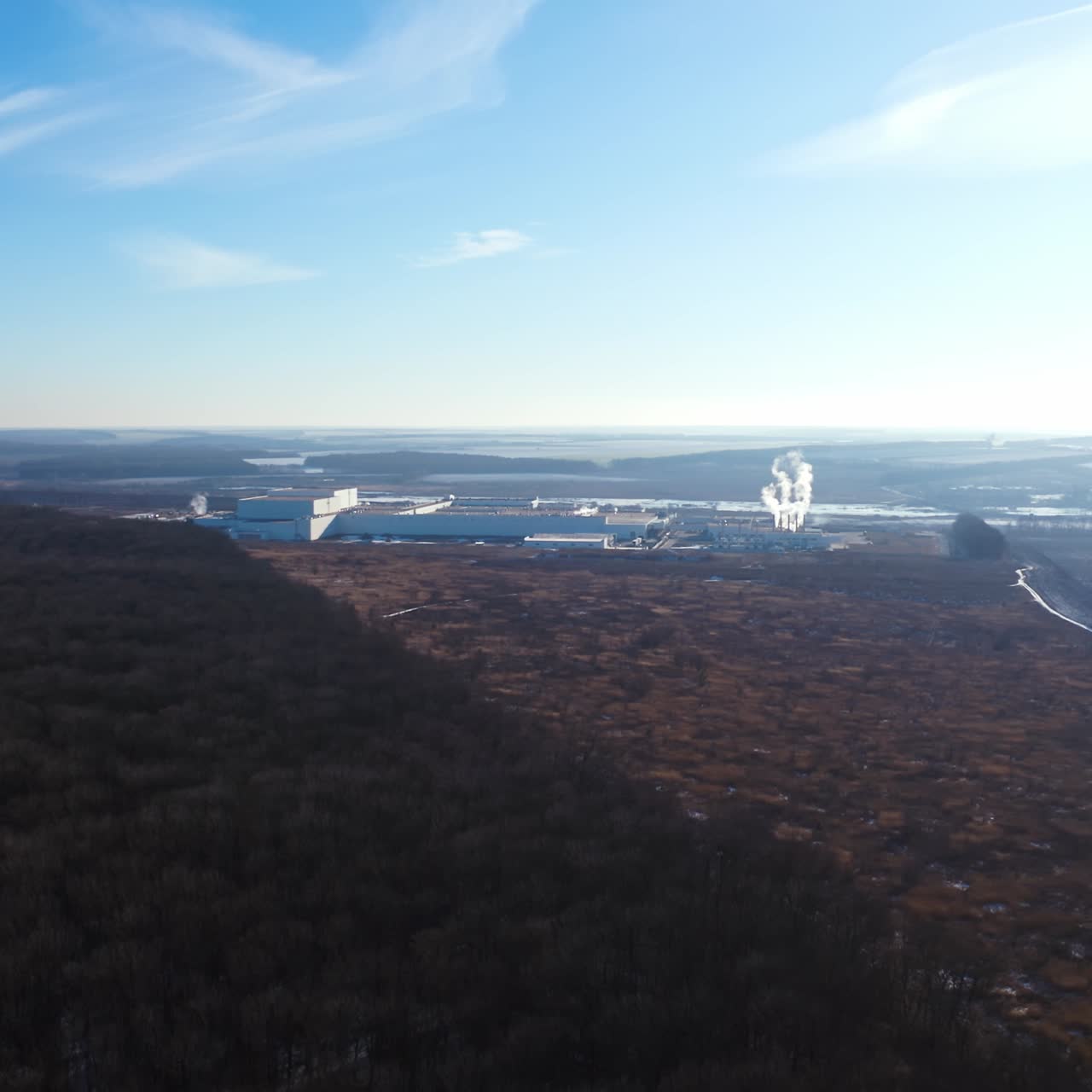 Landscape with suburban industrial area