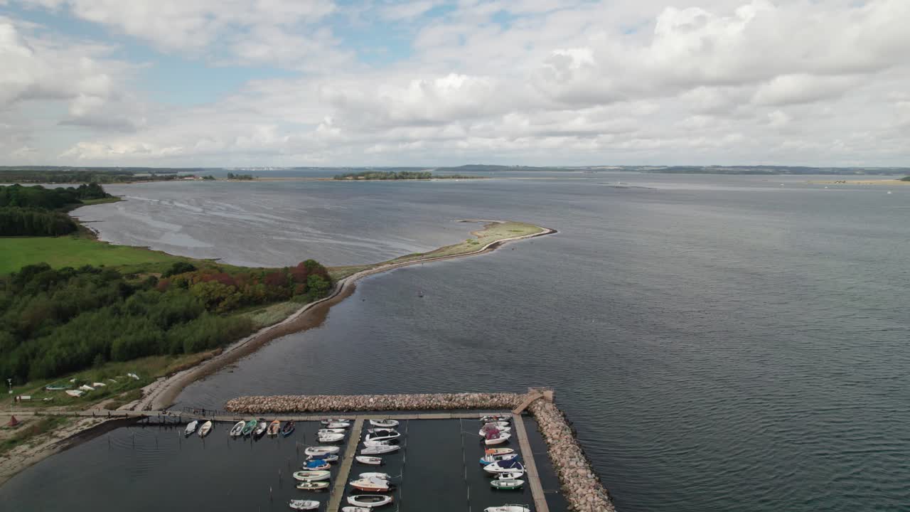 Air capture from the port of Snaptun, Marina near the town of Horsens in Denmark