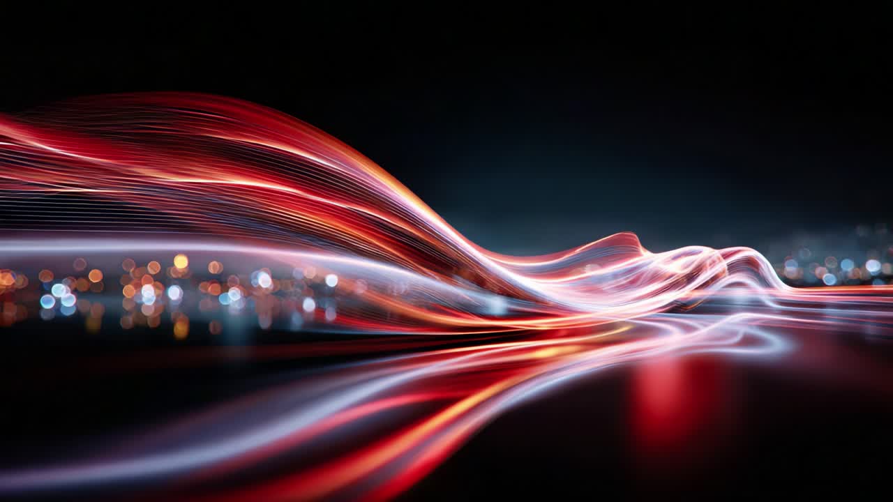 Captivating Flow of Vibrant Light Trails in Motion, Showcasing a Kaleidoscope of Colors and Emphasizing the Beauty of Abstract Lighting Effects Against a Dark Background