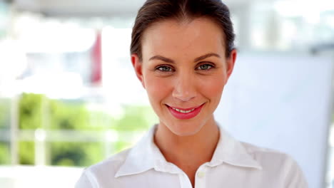 Businesswoman-walking-into-focus