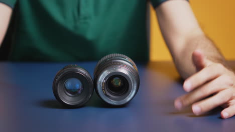 primer plano de las lentes de las cámaras