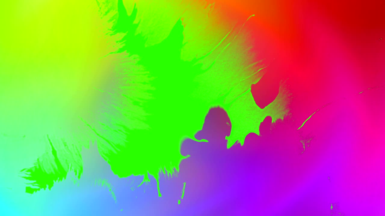 multi color gradient abstract splash ink paint brush horizontal stroke colored transition on chroma key green screen background, animation of paint